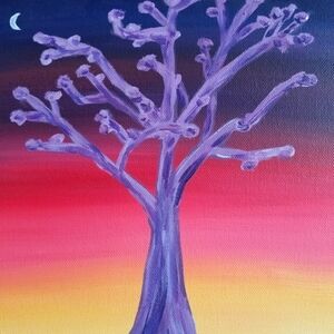 Evening tree acrylic painting on canvas